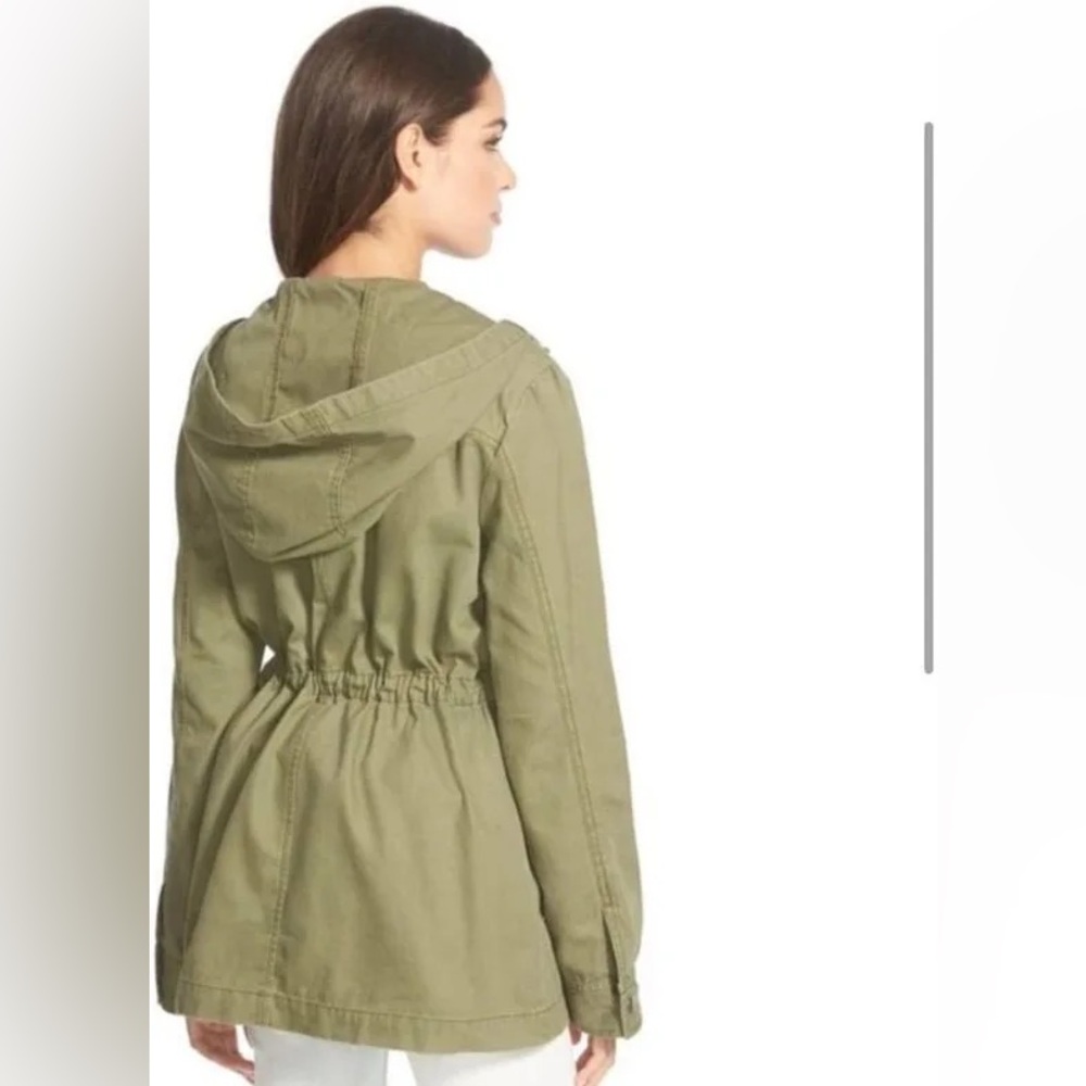 BP. | Nordstrom | Hooded Utility Jacket | Drawstring Waist | Army Green | XS
